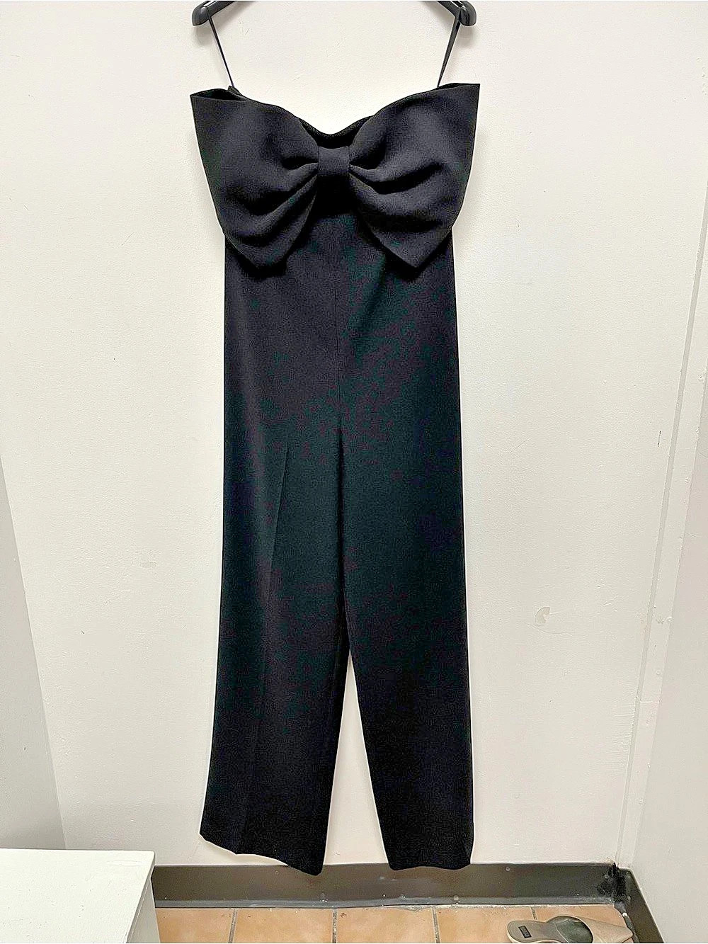 Tara Jarmon Strapless Black Bow-Front Jumpsuit Size 2